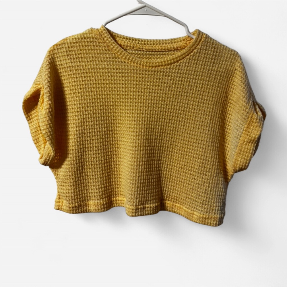 Yellow Waffle Knit Crop Top